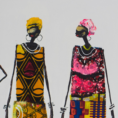 'Confrontación' (2018) - Pintura cultural expresionista firmada de Ghana (2018)