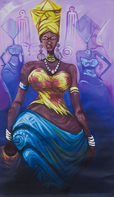 'Virtuous Woman I' - Signed Expressionist Painting of an African Woman from Ghana