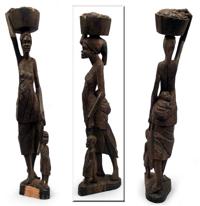 Ebony statuette, 'Working Woman' - Ebony statuette