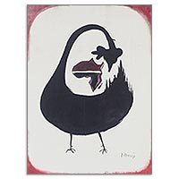 'El pájaro Sankofa' - Pintura expresionista firmada Sankofa Adinkra de Ghana