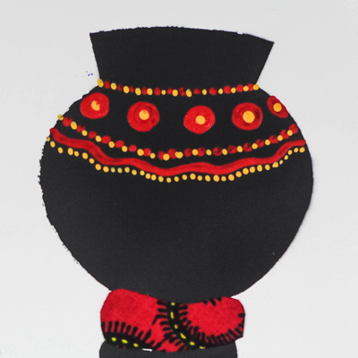 'Yaa in Red' - Pintura de una mujer africana con acento de algodón rojo