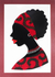 'Mansah in Red' - Pintura de mujer africana firmada en rojo de Ghana