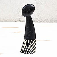 Wood sculpture, 'Zebra Figure' - Zebra Motif Abstract Sese Wood Sculpture from Ghana