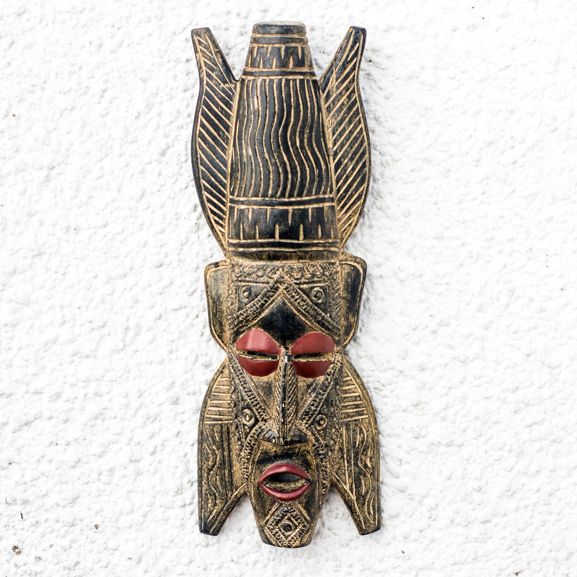 Handcrafted Rustic African Wood Mask from Ghana - Esu Beauty | NOVICA