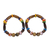 Wood and recycled glass beaded stretch bracelets, 'Eco Reverence' (pair) - Wood and Recycled Glass Stretch Bracelets (Pair)