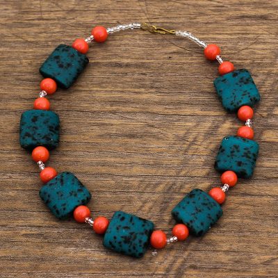 Recycled glass and plastic beaded necklace, 'Beautiful Nyamekye' - Recycled Glass and Plastic Beaded Necklace from Ghana