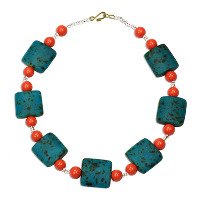 Recycled glass and plastic beaded necklace, 'Beautiful Nyamekye' - Recycled Glass and Plastic Beaded Necklace from Ghana