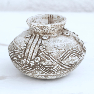 Jarrón decorativo de cerámica - Jarrón decorativo de cerámica con diseño rústico de Ghana