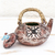 Ceramic decorative teapot, 'Siamese Crocodiles' - Adinkra-Themed Ceramic Decorative Teapot from Ghana