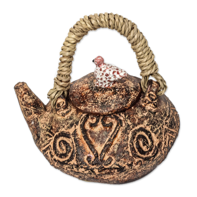 Sankofa Adinkra Ceramic Decorative Teapot from Ghana