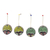 Recycled plastic beaded wood ornaments, 'Ashanti Faces' (set of 4) - Recycled Plastic Beaded Wood Ornaments from Ghana (Set of 4) (image 2c) thumbail