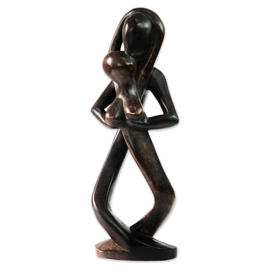 Wood sculpture, 'Adam and Eve' - Hand-Carved Abstract Romantic Wood Sculpture from Ghana