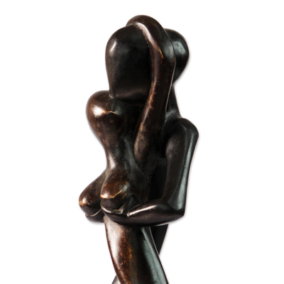 Holzskulptur, 'Adam und Eva'. - Handgeschnitzte abstrakte romantische Holzskulptur aus Ghana
