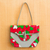 Cotton tote, 'Ivy Leaves' - Faux Leather Accented Leaf Motif Cotton Tote from Ghana
