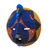 African wood mask, 'Traditional Print II' - African Wood Mask with Printed Cotton in Blue and Orange (image 2c) thumbail