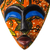 Cotton accented African wood mask, 'African Print' - African Wood Mask with Printed Cotton Accent from Ghana (image 2e) thumbail