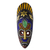 Máscara africana de madera con cuentas, 'Awuradi Gyimi' - Máscara africana de madera con cuentas de plástico reciclado de colores