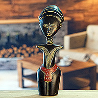 Wood fertility doll sculpture, 'Obaa Yaa' - Wood Fertility Doll Sculpture Crafted in Ghana