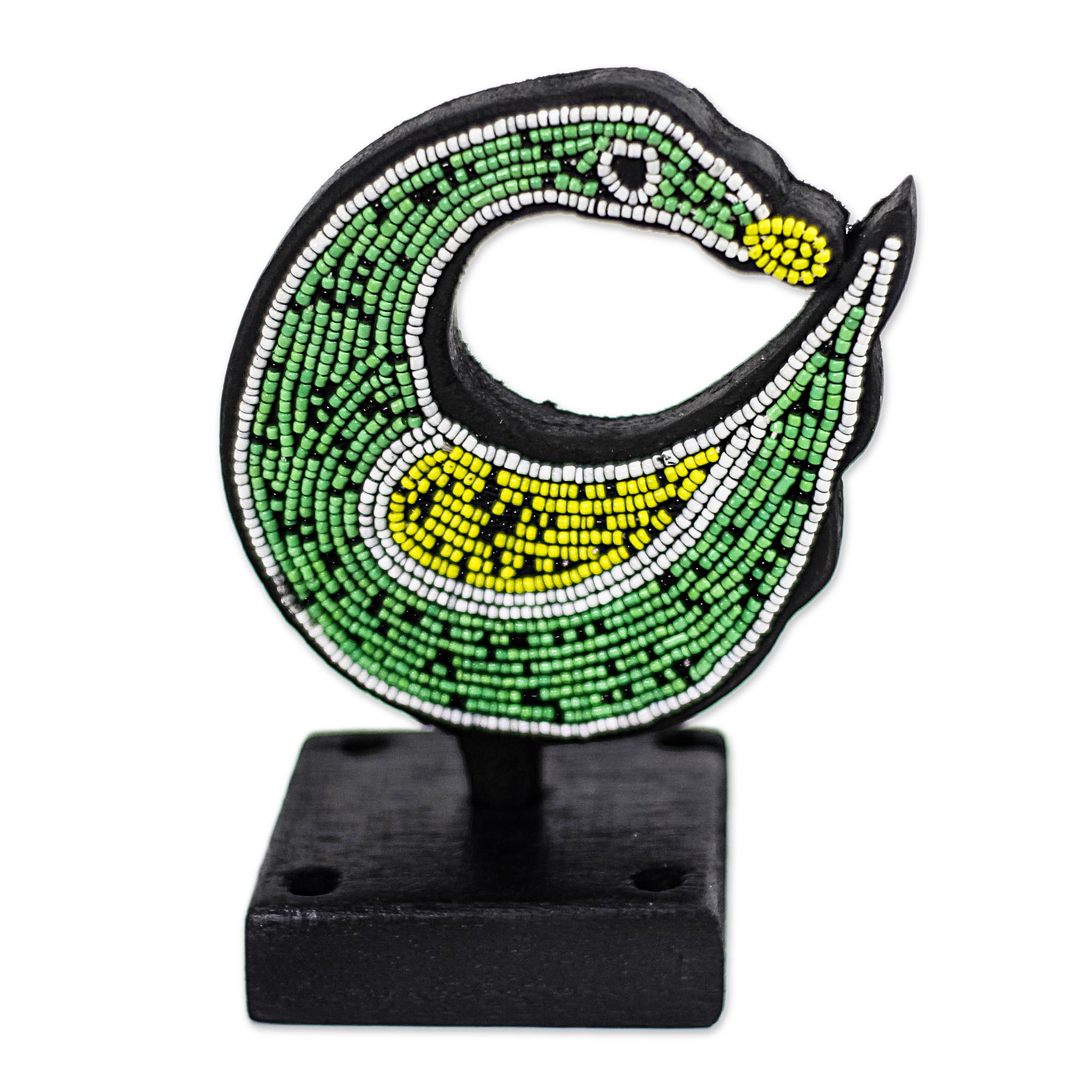 Recycled Plastic Beaded Wood Sankofa Sculpture From Ghana Green Sankofa Novica 