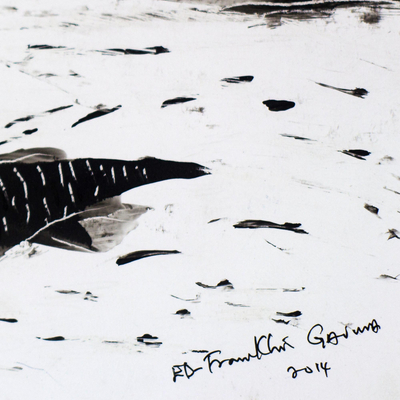 „Kein Freund im Fischreich“. - Signierte expressionistische Malerei zum Thema Meeresleben aus Ghana