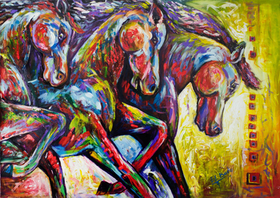 African Horse Expressionist Painting from Ghana