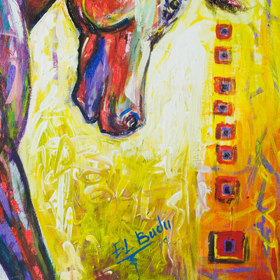 „Majestätisches afrikanisches Pferd“. - Afrikanische Pferde-Expressionistische Malerei aus Ghana