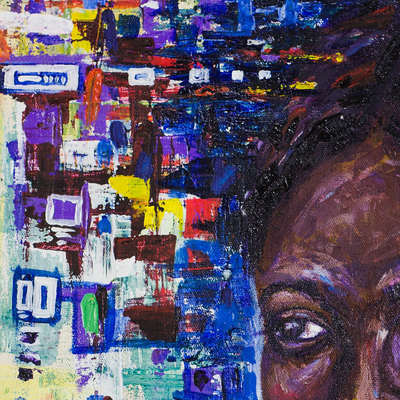 Afrikanische Prinzessin - Signiertes expressionistisches Gemälde einer modischen Frau