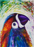 'Colorful Parrot' - Expressionist Painting of a Blue and Orange Parrot thumbail