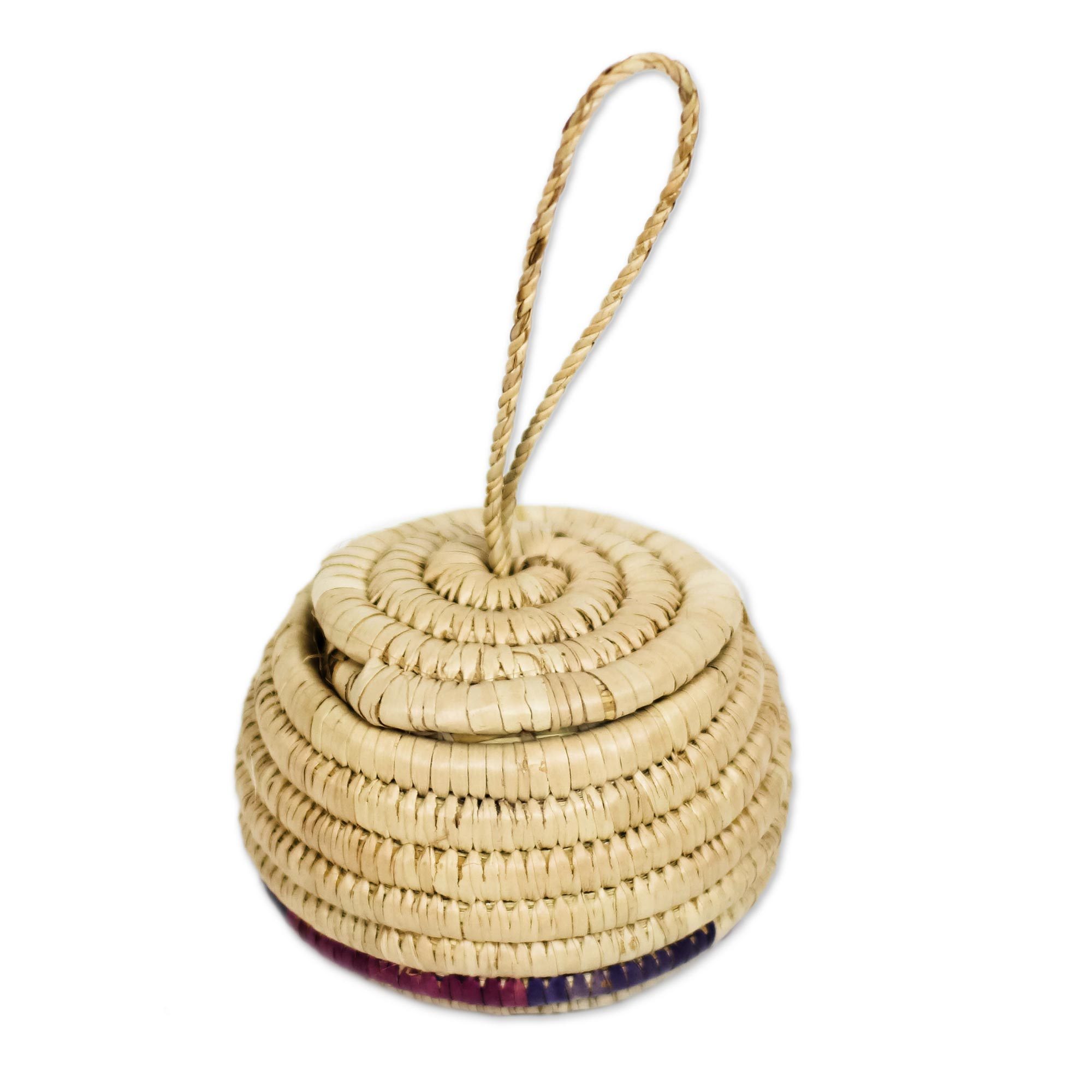 Handwoven Natural Raffia Fiber Hanging Basket from Ghana Cute