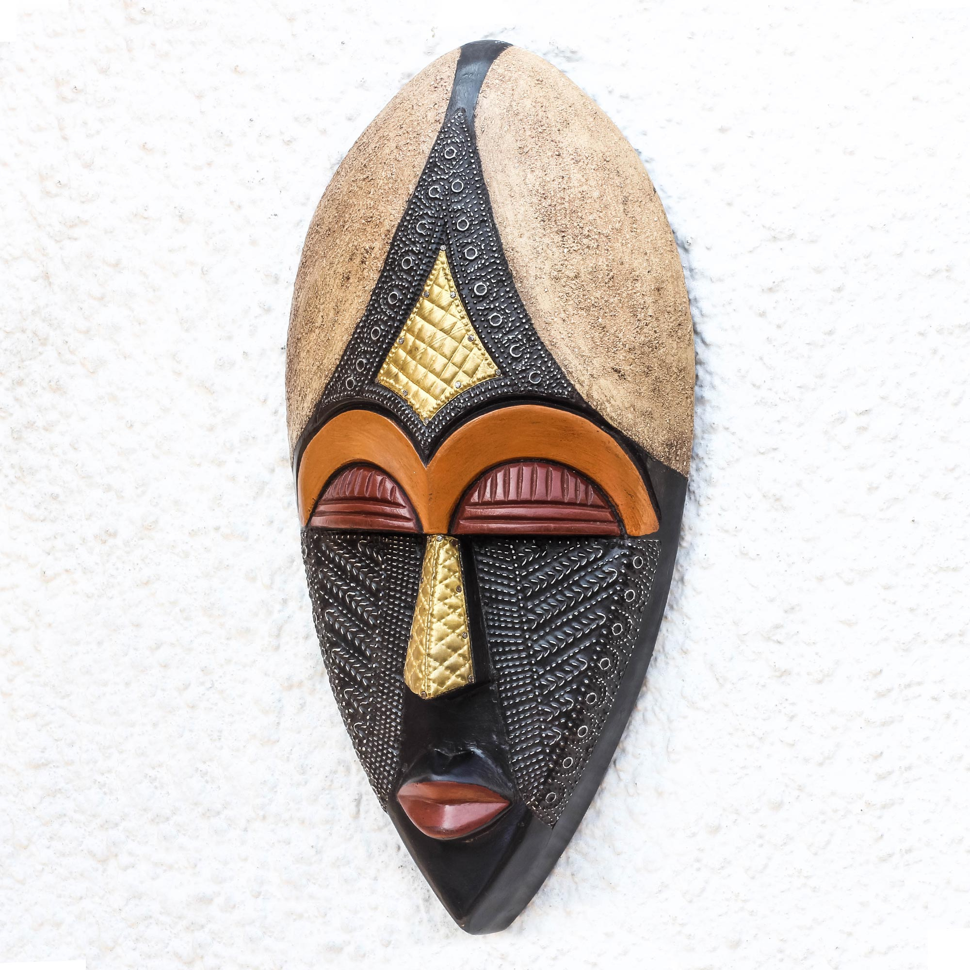 Multicolored African Wood Mask from Ghana - King of Africa | NOVICA