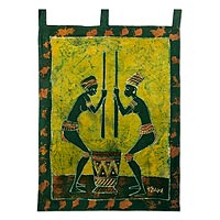 Baumwoll-batik-wandbehang, „abaa ye nii“ – fair-trade-baumwoll-batik-wandbehang
