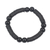 Recycled plastic beaded stretch bracelet, 'Tutum Yefe' - Black Recycled Plastic Beaded Stretch Bracelet from Ghana