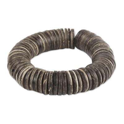 Beaded stretch bracelet, 'Akan Eco' - Recycled Beaded Stretch Bracelet from Ghana