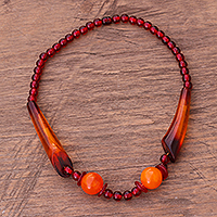 Beaded necklace, 'Delightful Beauty' - Recycled Beaded Necklace from Ghana