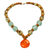 Recycled glass and wood beaded pendant necklace, 'Eco Anonyam' - Beaded Pendant Necklace with Recycled Glass and Wood