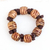 Recycled glass and wood beaded stretch bracelet, 'Eco Zebra' - Zebra Print Recycled Glass and Wood Beaded Stretch Bracelet