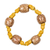 Recycled glass and wood beaded stretch bracelet, 'Rich in Beauty' - Yellow Recycled Glass and Wood Beaded Stretch Bracelet