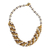Torsade-Halskette aus recycelten Glasperlen - Goldfarbene und braune Torsade-Halskette aus recyceltem Glas