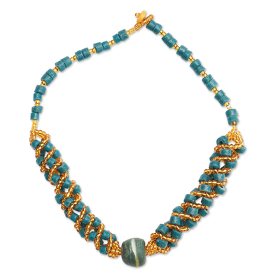 Recycled Glass Beaded Torsade Necklace Crafted in Ghana