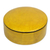 Leather decorative box, 'Yellow Tarodit' - Circular Leather Decorative Box in Yellow from Ghana
