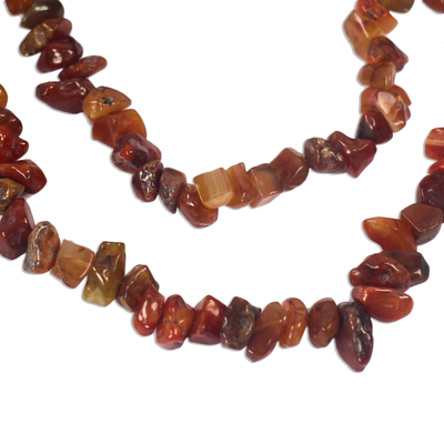 Agate beaded strand necklace, 'Natural Garland' - Natural Agate Strand Necklace Crafted in Ghana