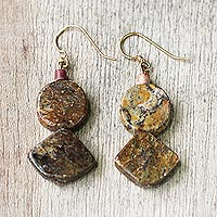 Soapstone dangle earrings, 'Earth Celebration' - Natural Soapstone Dangle Earrings from Ghana