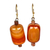 Agate beaded dangle earrings, 'Round Royal' - Red-Orange Agate Beaded Dangle Earrings from Ghana thumbail