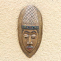 African wood mask, 'Pope Boniface V' - African Wood Mask Depicting Pope Boniface V from Ghana