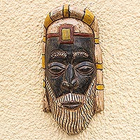 African wood mask, 'Roman Priesthood' - Roman Priest African Wood Mask from Ghana
