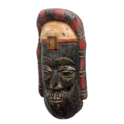 African wood mask, 'Priest of Rome' - African Wood Mask of a Roman Priest from Ghana