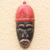 African wood mask, 'Igwe Crown' - African Wood Mask of a King with a Red Crown from Ghana (image 2) thumbail