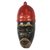African wood mask, 'Igwe Crown' - African Wood Mask of a King with a Red Crown from Ghana (image 2c) thumbail