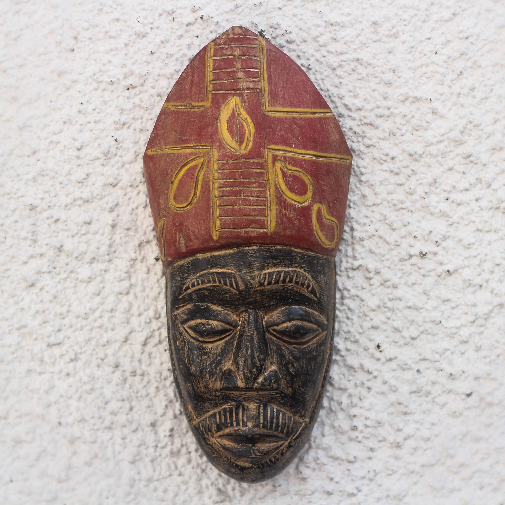 African Wood Mask of a Bishop from Ghana - Bishop | NOVICA