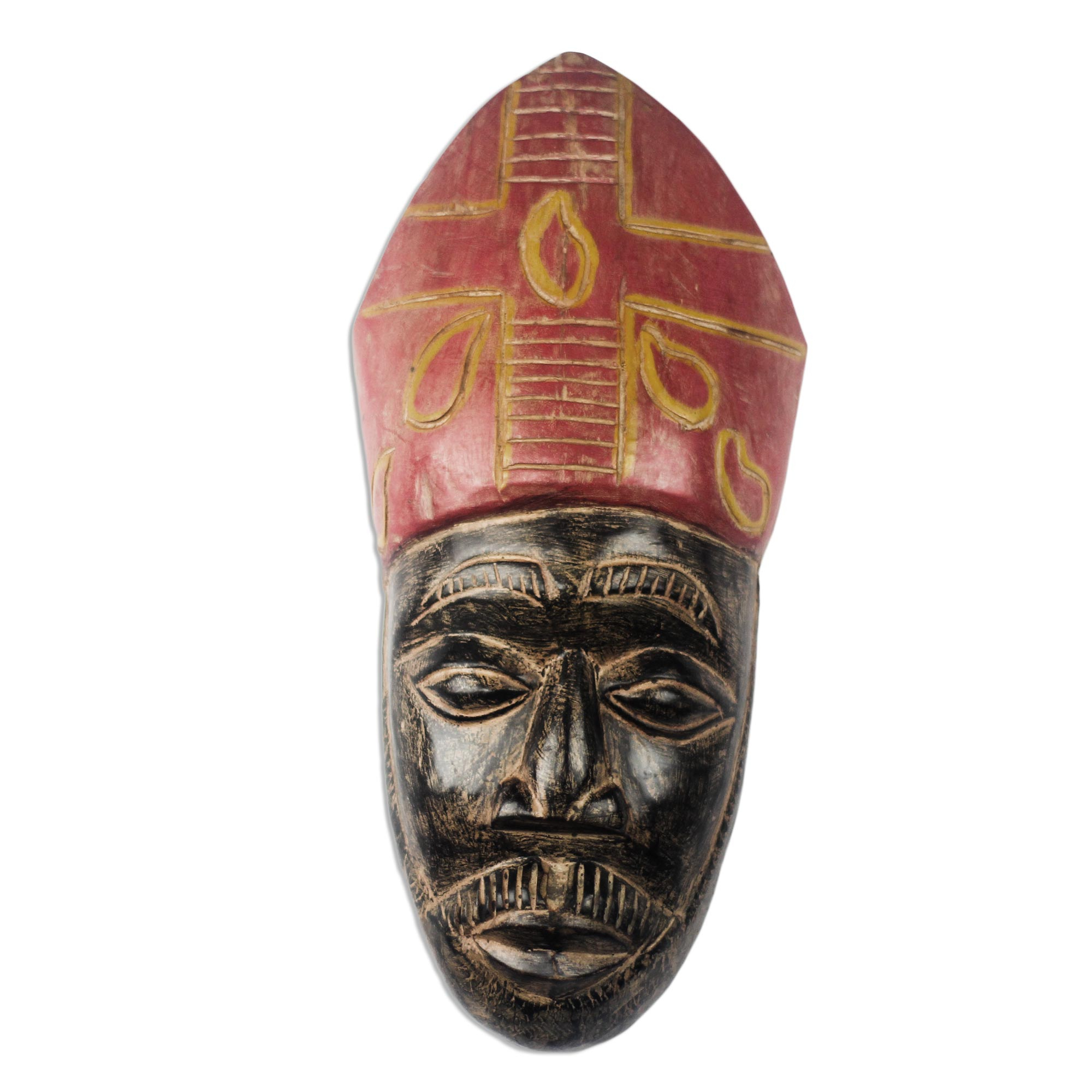 African Wood Mask of a Bishop from Ghana - Bishop | NOVICA